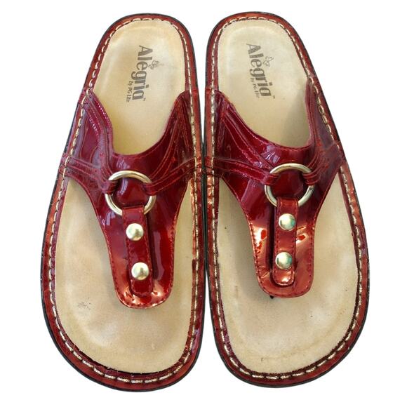 Alegria Shoes - Alegria | Sangria Red Patent Leather Sandals #POR-124 Women's 40 / US 9.5-10